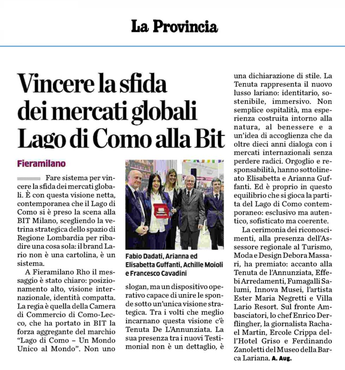 La Provincia I Vincere la sfida dei mercati globali Lago di Como alla Bit