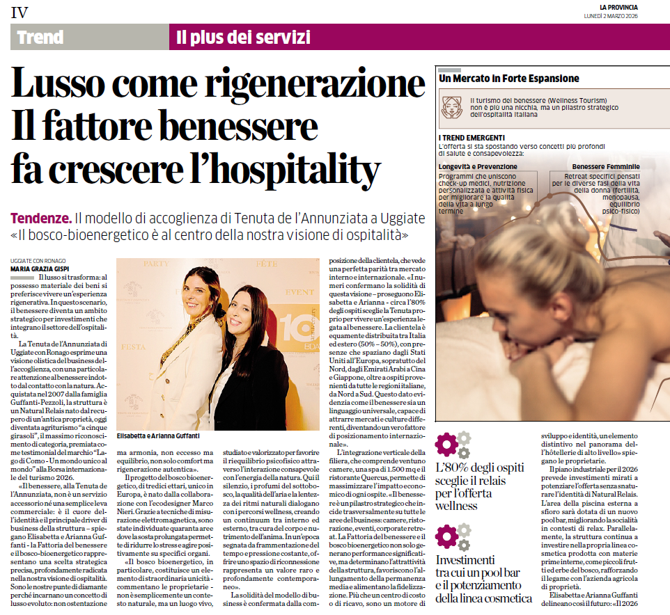 La Provincia I Lusso come rigenerazione. Il fattore benessere fa crescere l'hospitality