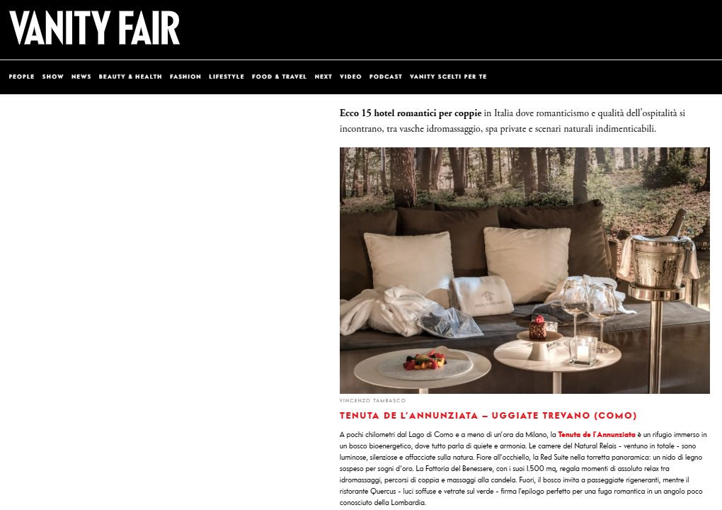 VANITY FAIR I Spa, privacy, eleganza e paesaggi da sogno dove ritrovare l'intesa di coppia